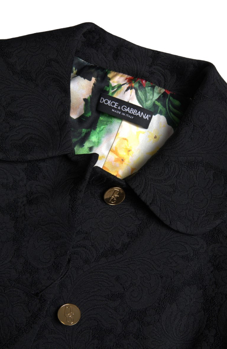 Black Floral Print Coat Blazer Jacket