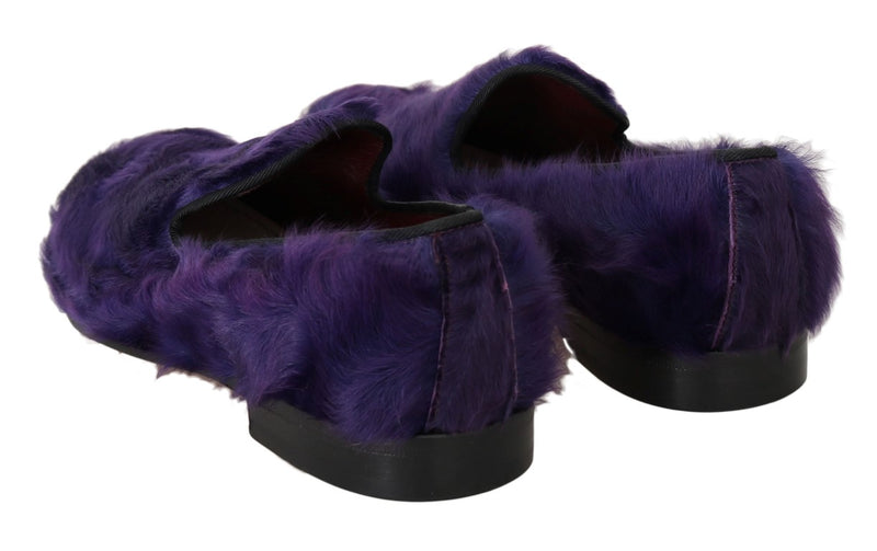 Purple Sheep Fur Leather Loafers