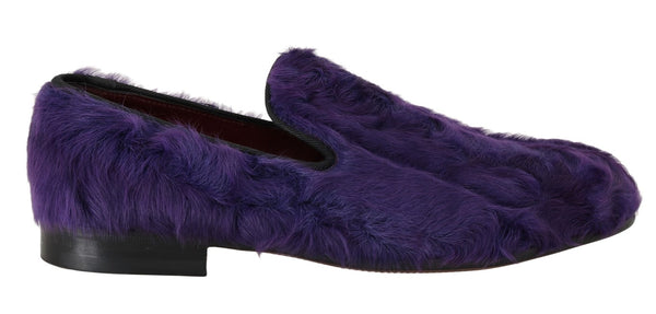 Purple Sheep Fur Leather Loafers