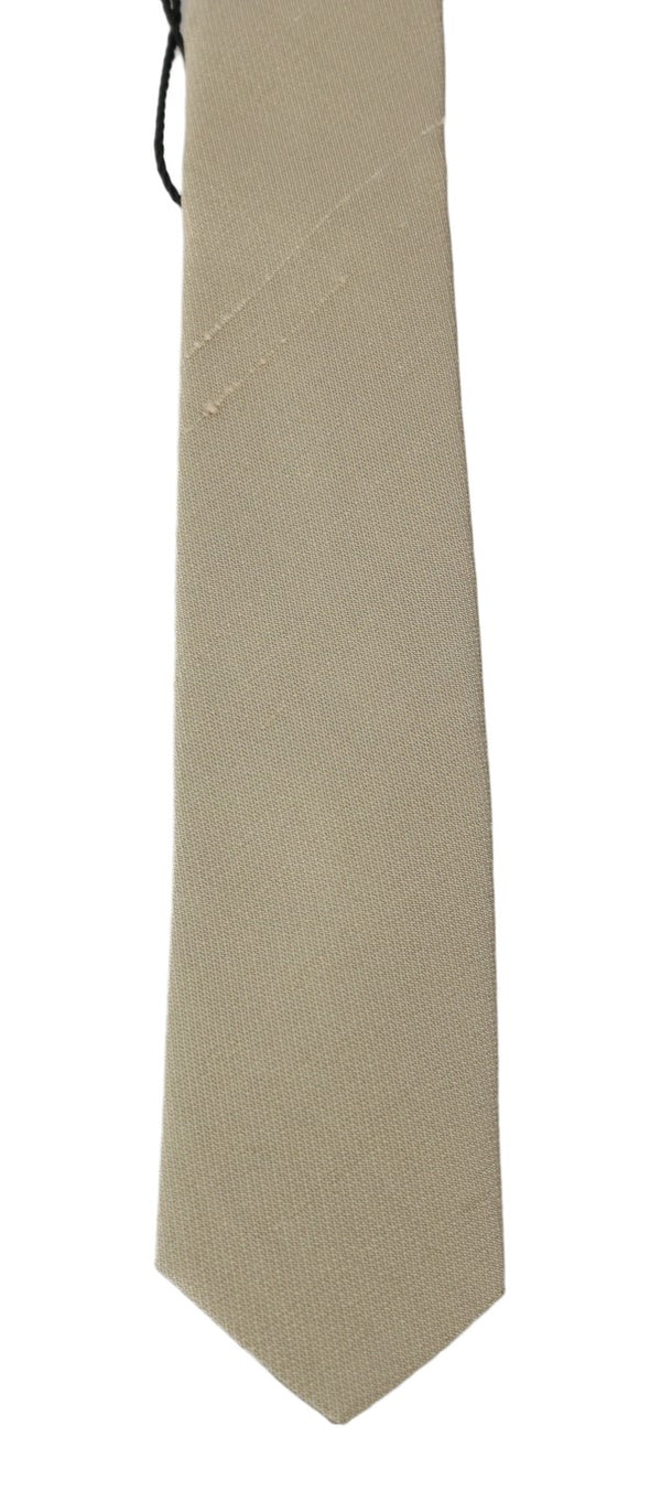 Beige Silk Solid Slim Tie