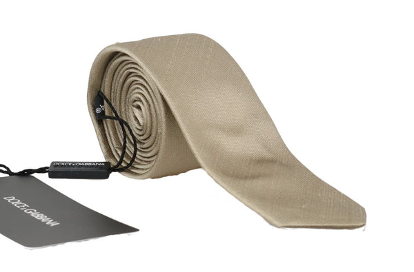 Beige Silk Solid Slim Tie