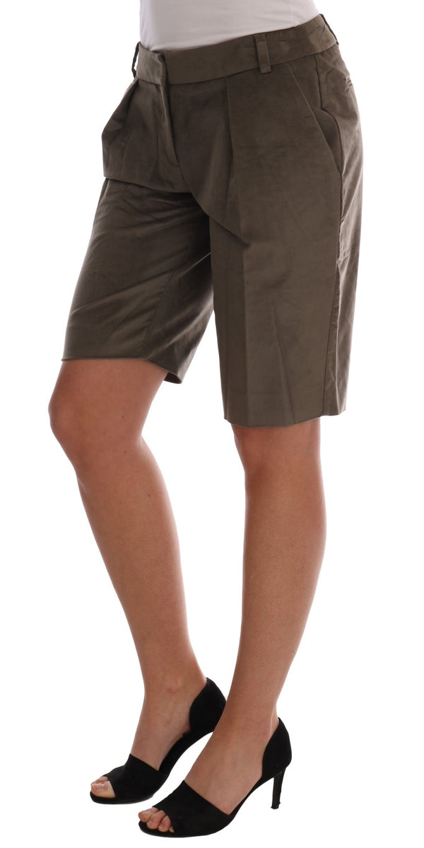 Brown Velvet Bermuda Shorts