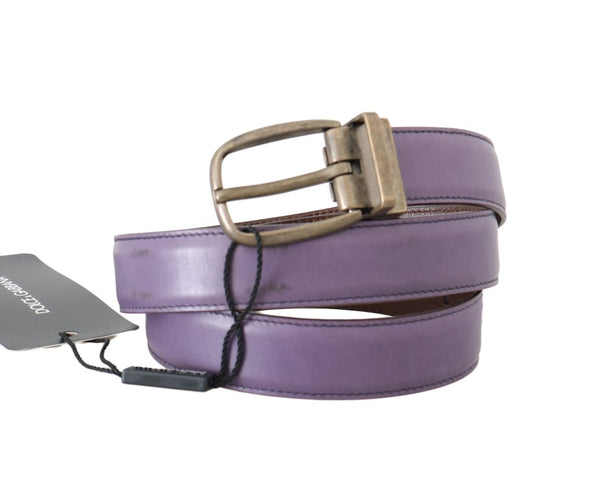 Purple Shiny Leather Gold Buckle Belt