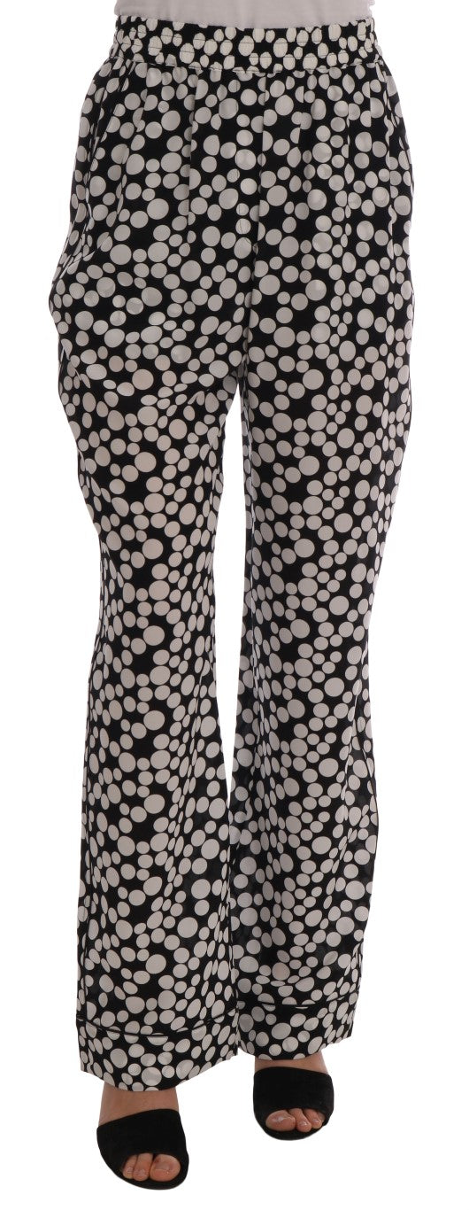 Black White Polka Dottes Silk Pants