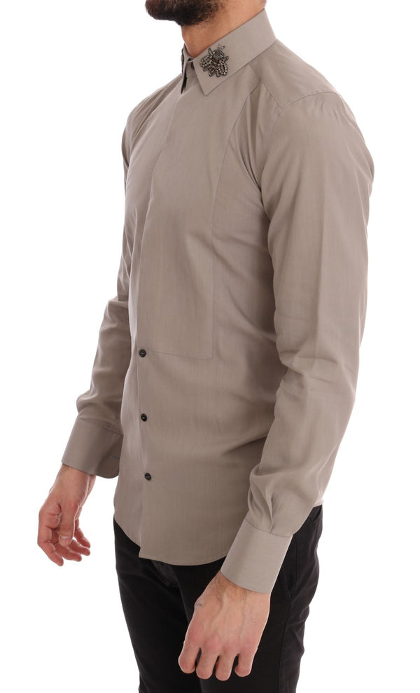 Beige Crystal Bee GOLD SLIM Fit Shirt