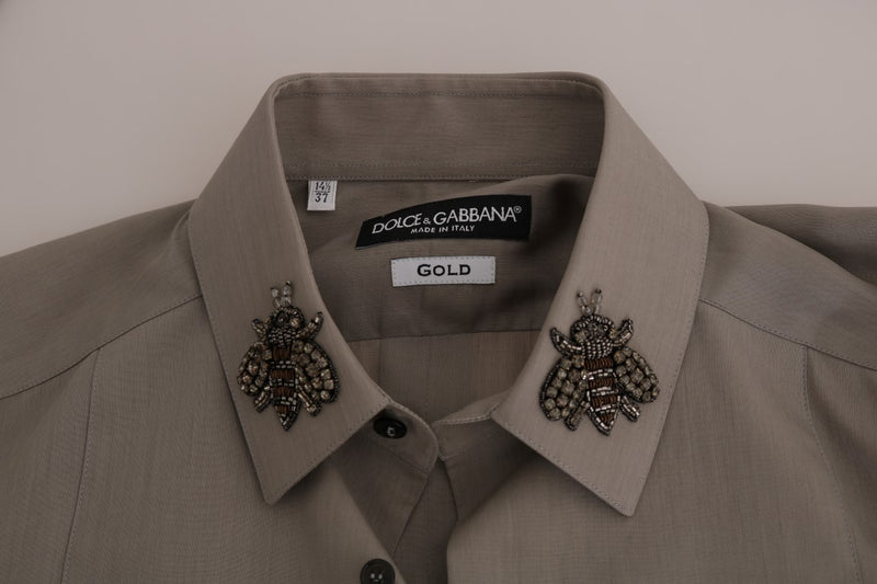 Beige Crystal Bee GOLD SLIM Fit Shirt