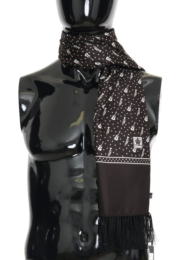 Brown Silk Instrument Fringes Scarf