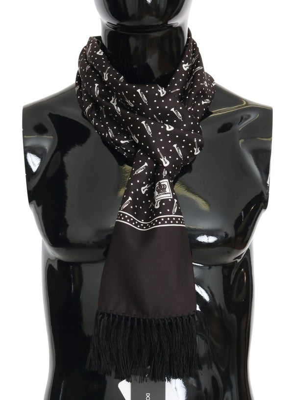 Brown Silk Instrument Fringes Scarf