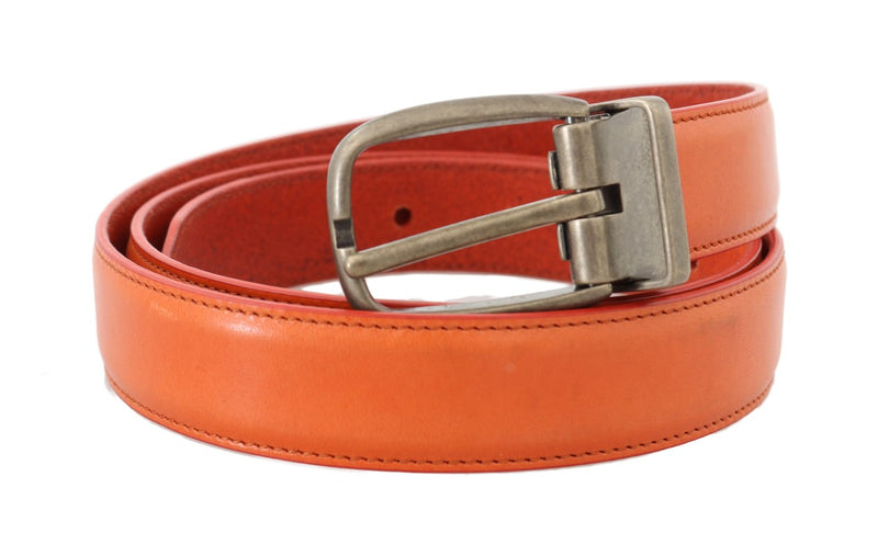 Orange Leather Gold Buckle Belt