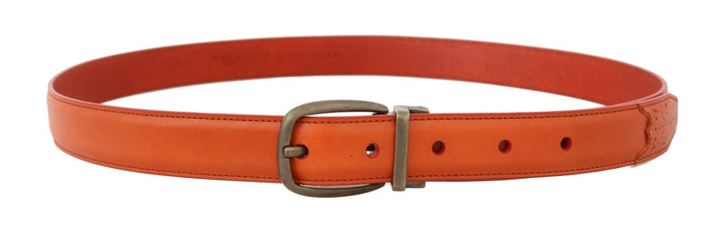 Orange Leather Gold Buckle Belt