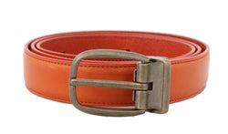 Orange Leather Gold Buckle Belt