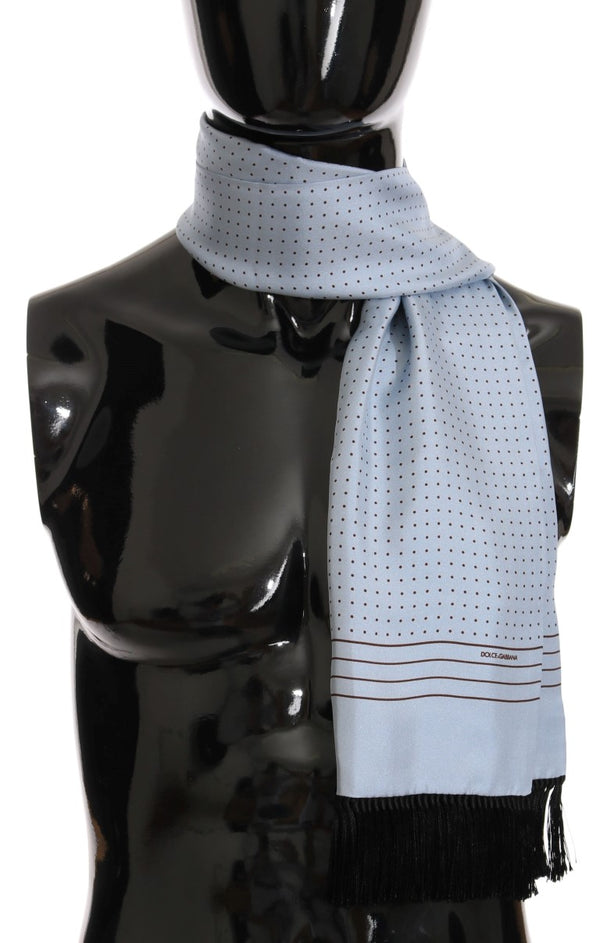 Blue Silk Polka Dot Scarf