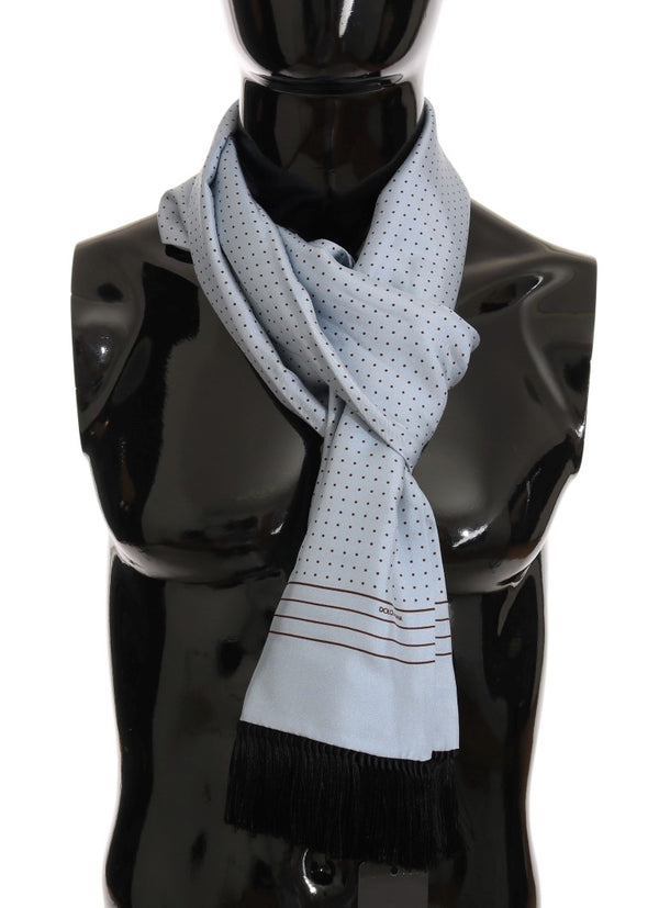 Blue Silk Polka Dot Scarf