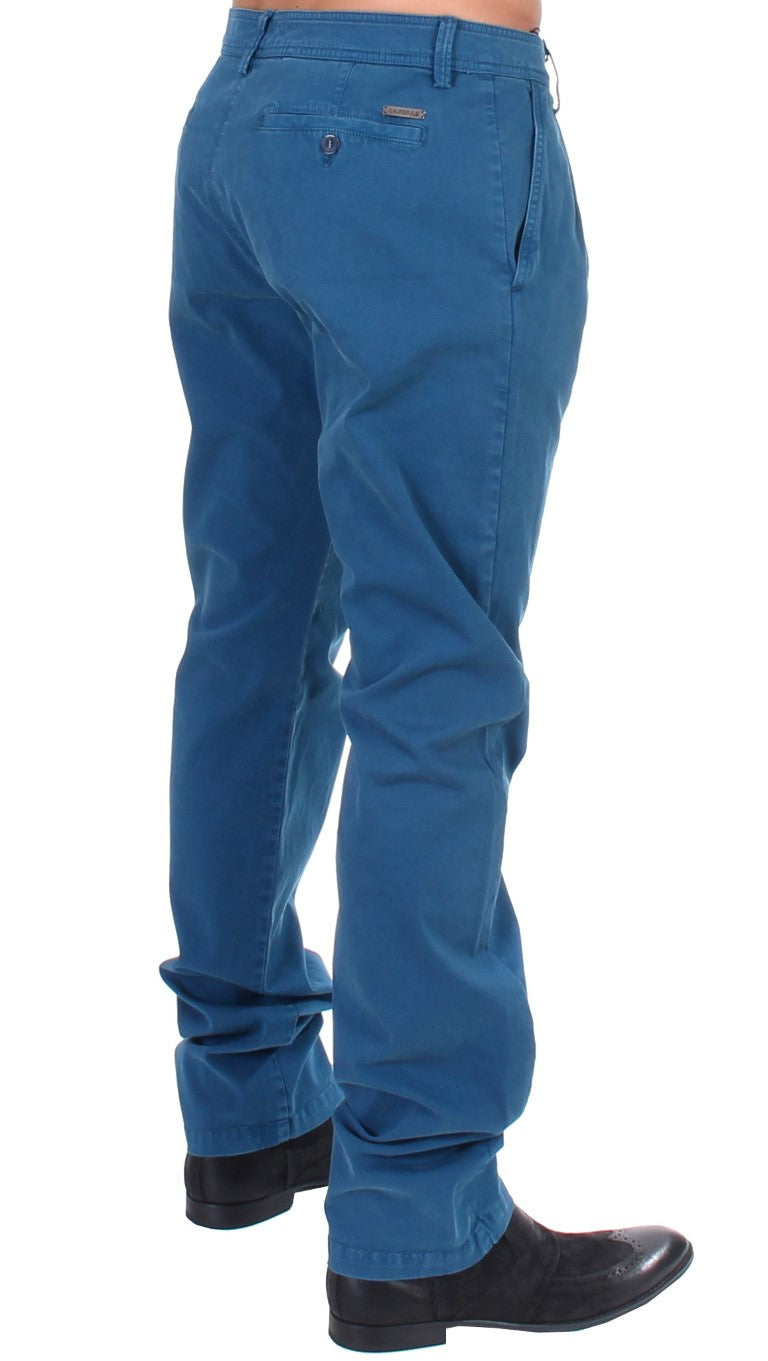 Blue Cotton Straight Fit Chinos