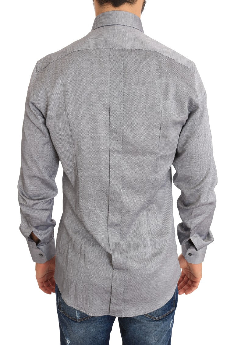 Gray Patterned Cotton GOLD Slim Shirt