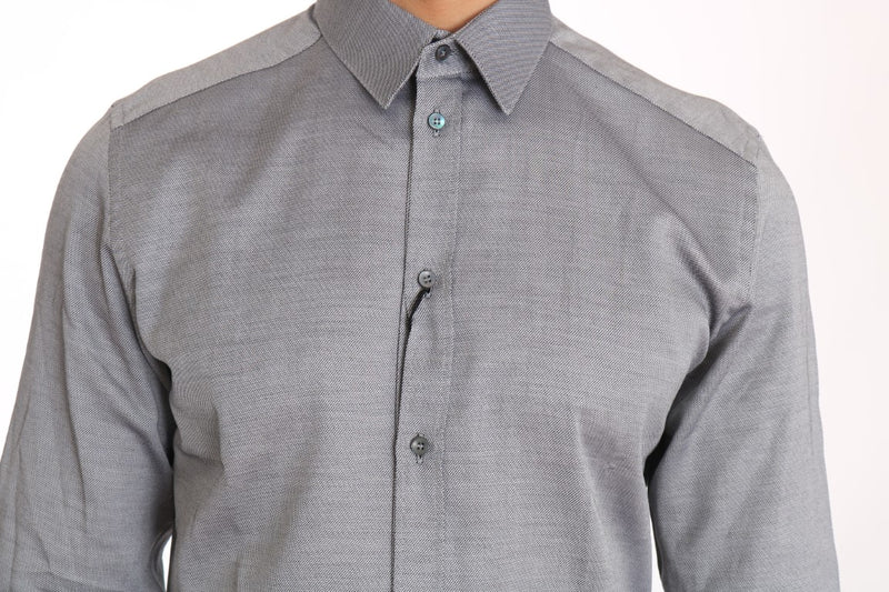 Gray Patterned Cotton GOLD Slim Shirt