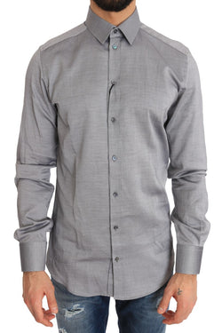 Gray Patterned Cotton GOLD Slim Shirt