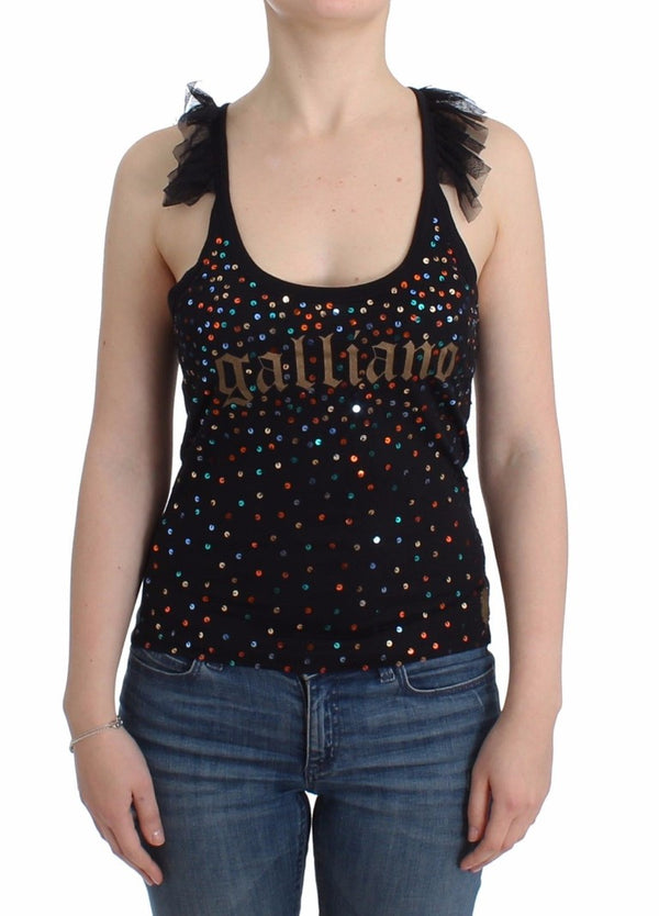 Black sequin embellished top