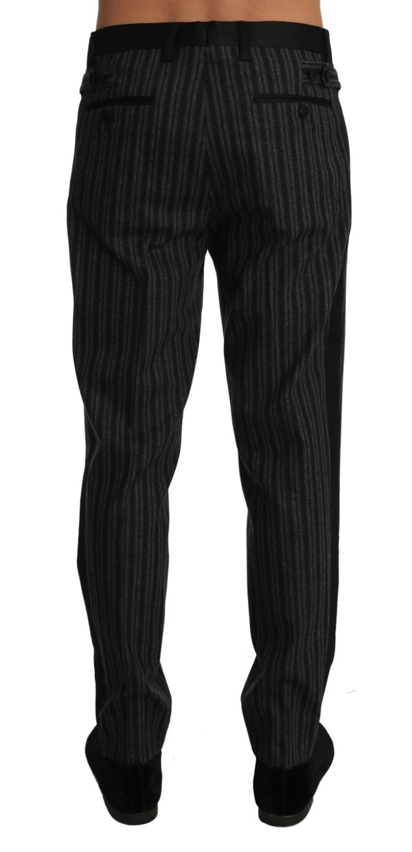 Gray Wool Black Stripe Regular Trousers Pant