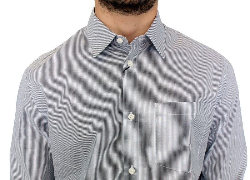 Gray Striped Cotton Casual Shirt