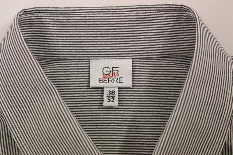 Gray Striped Cotton Casual Shirt