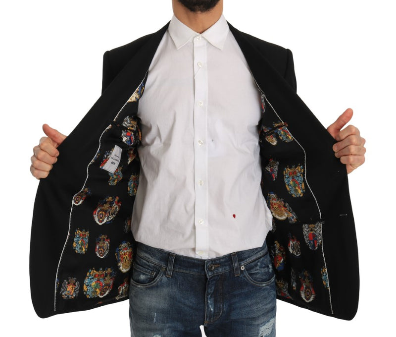 Black Wool MARTINI Coat of Arms Blazer Jacket