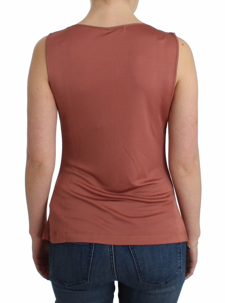 Pink top sleeveless blouse