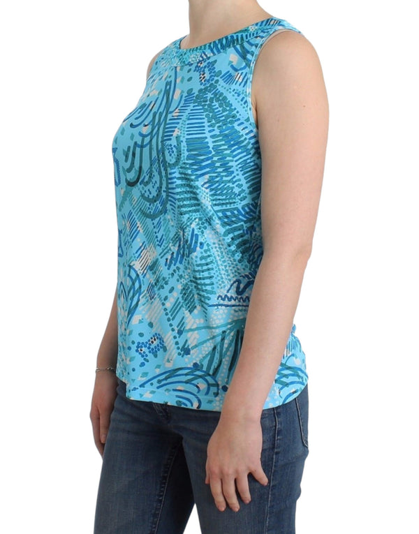 Blue printed tank top