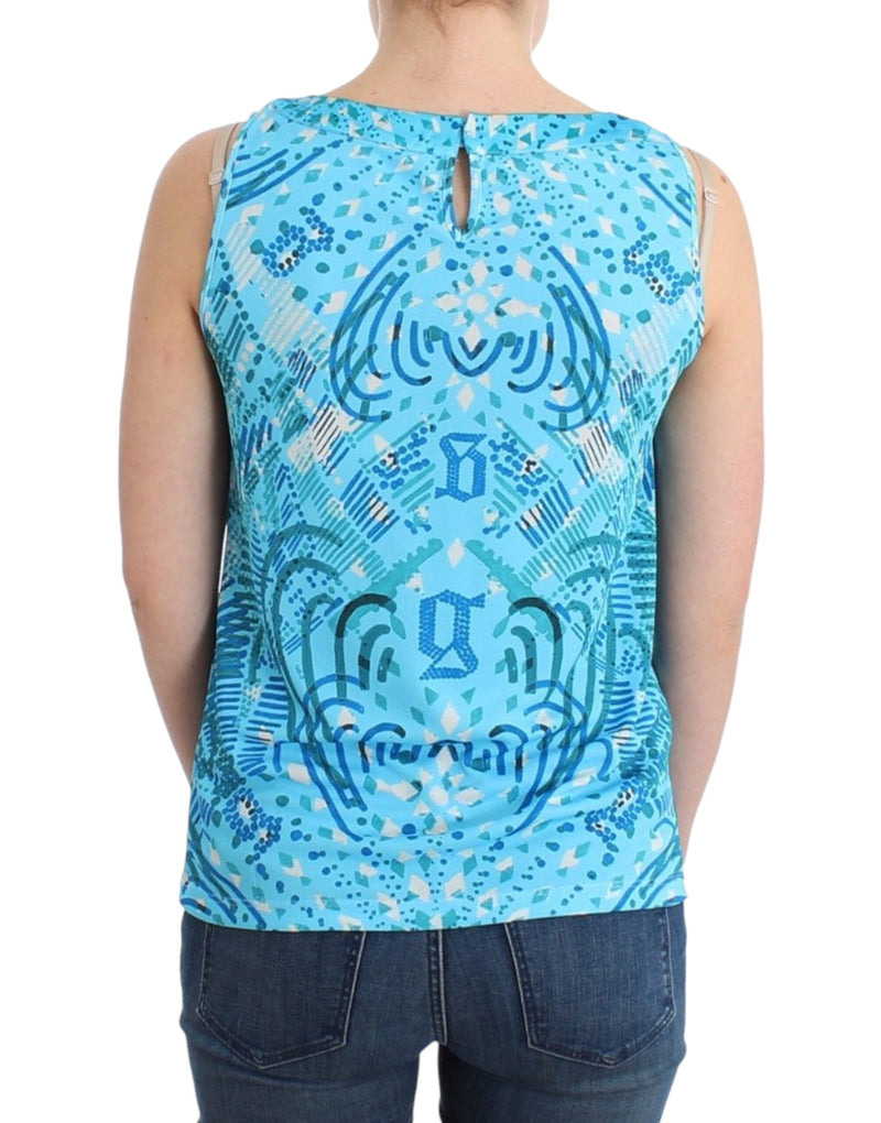 Blue printed tank top