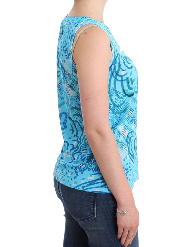 Blue printed tank top