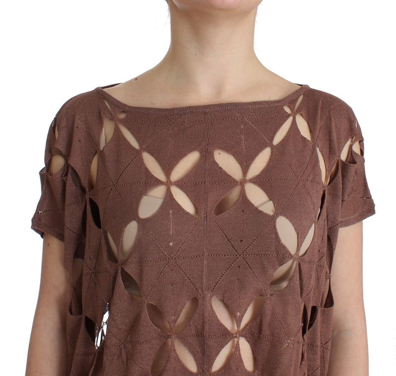 Brown short sleeved knit