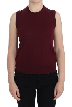 Red Sleeveless Crewneck Vest Pullover