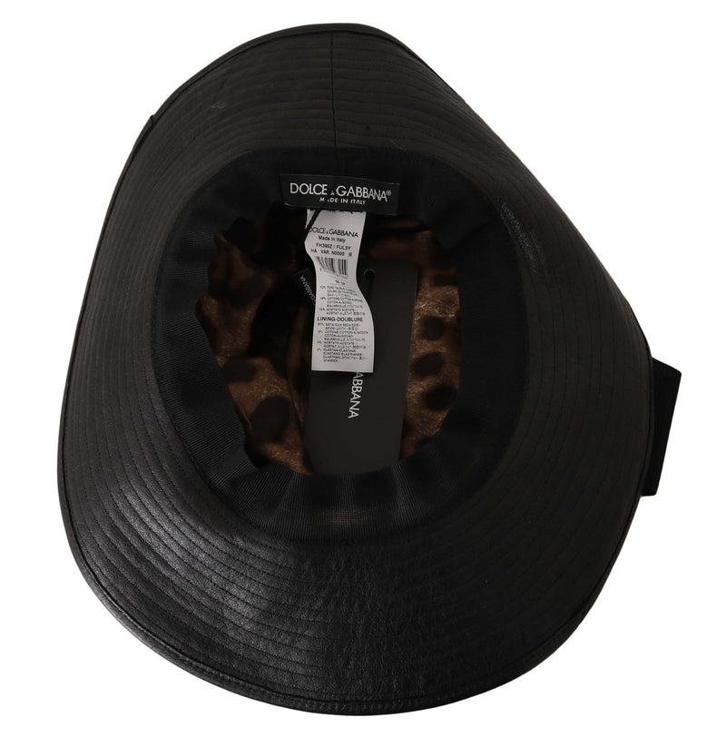 Black Leather Wide Brim DG Coin Crystal Hat