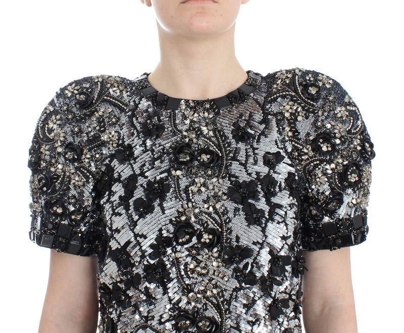 Black Clear Crystal Runway Blouse Top