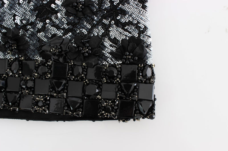 Black Clear Crystal Runway Blouse Top