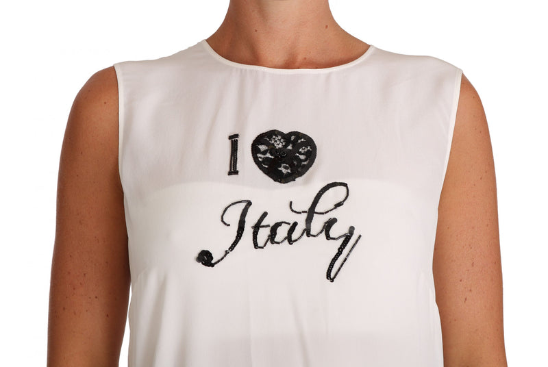 White Silk I LOVE ITALY Cami T-shirt