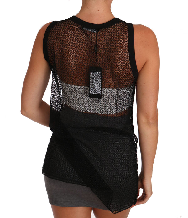 Black Mesh Transparent Blouse T-shirt