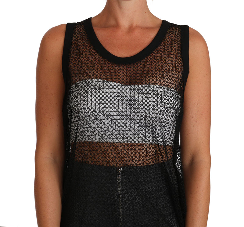 Black Mesh Transparent Blouse T-shirt