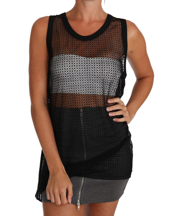 Black Mesh Transparent Blouse T-shirt