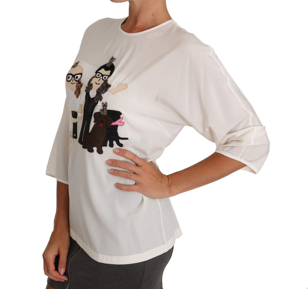 White Silk #dgfamily Blouse T-shirt