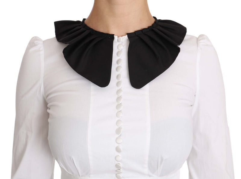 White Collar Cotton Longsleeve Blouse Top