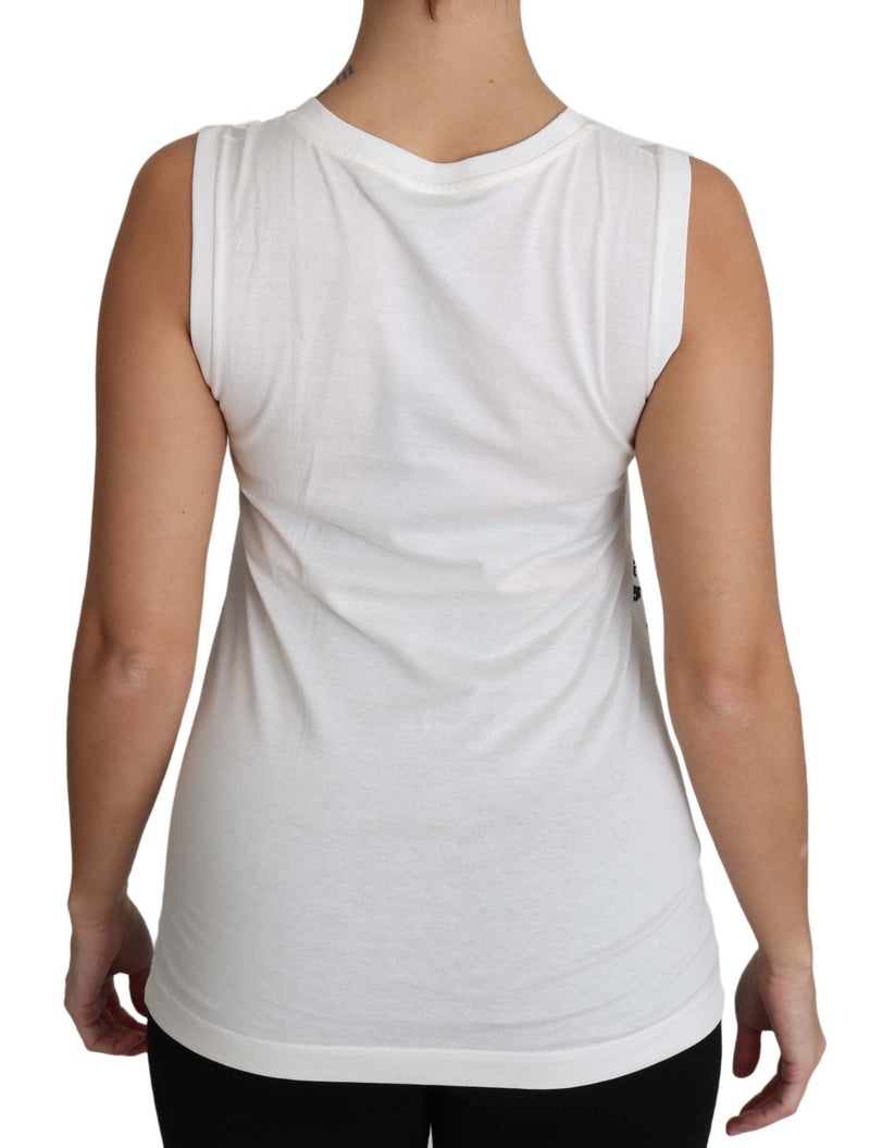 White Cotton #gdfamily Sleeveless Shirt Tank Top