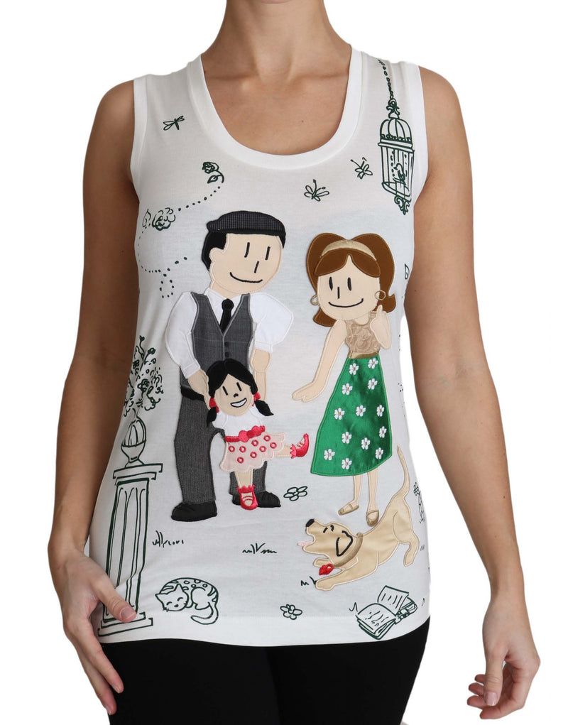 White Cotton #gdfamily Sleeveless Shirt Tank Top