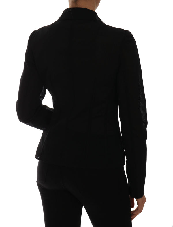 Black Nylon Net Blazer Jacket