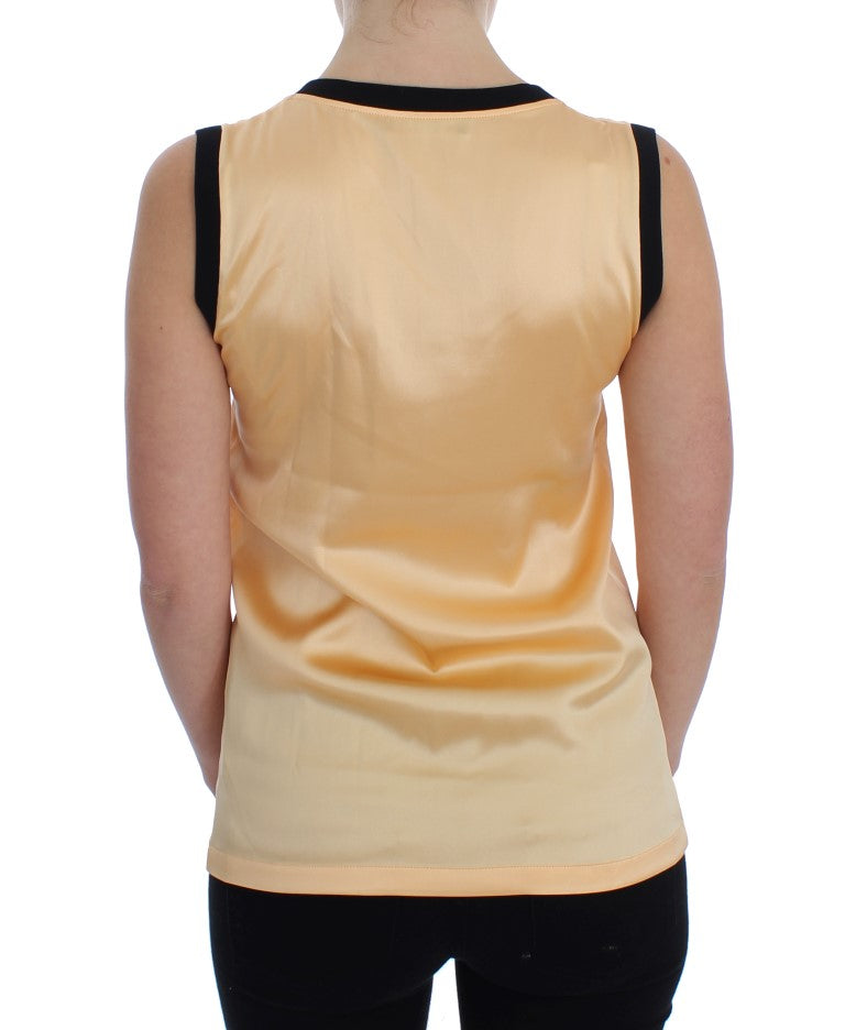 Yellow Silk Stretch Top Blouse T-shirt