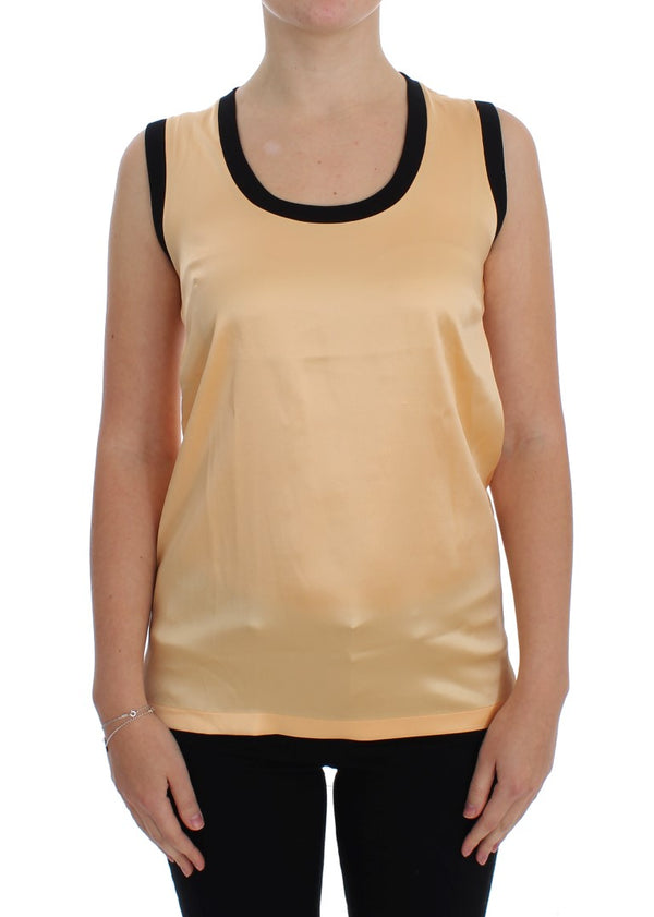 Yellow Silk Stretch Top Blouse T-shirt