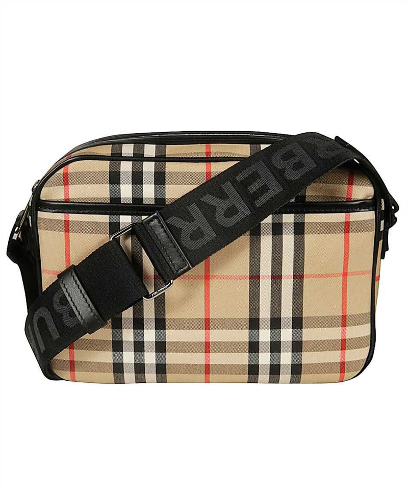 Beige Vintage Check Pattern Crossbody Bag