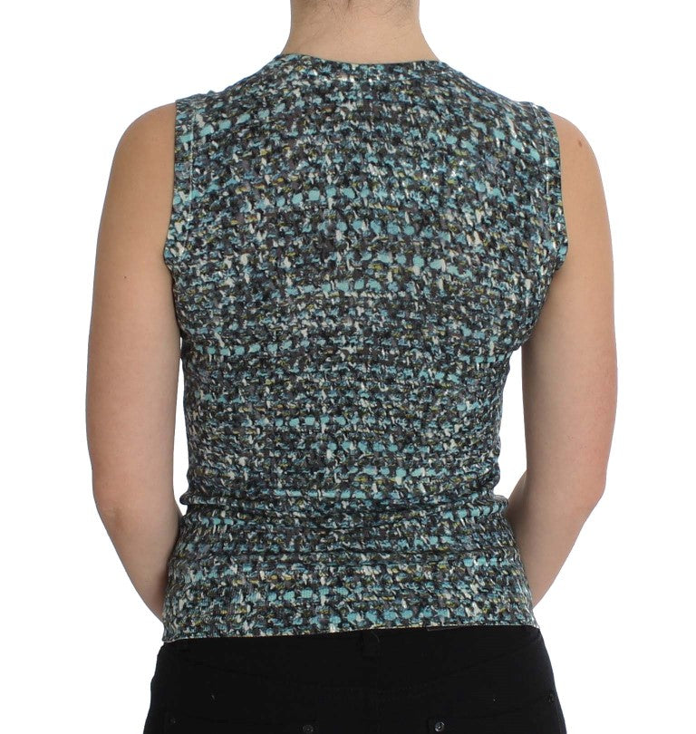 Blue Wool Sweater Sleeveless Pullover