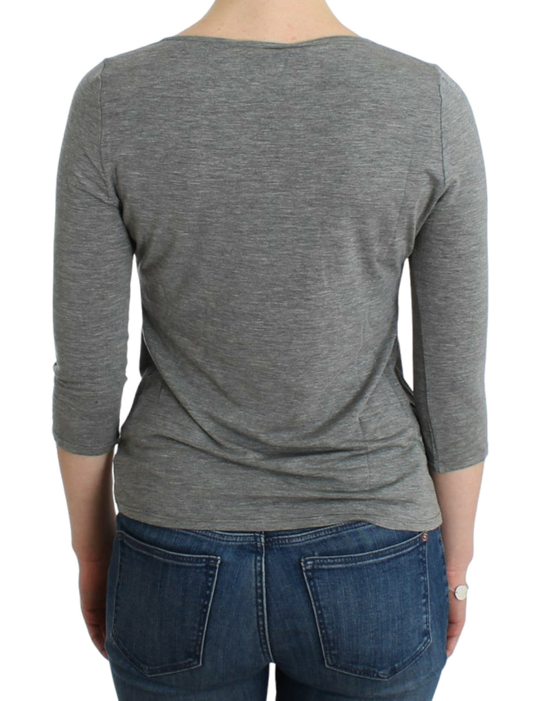 Gray 3/4 sleeves jumper top