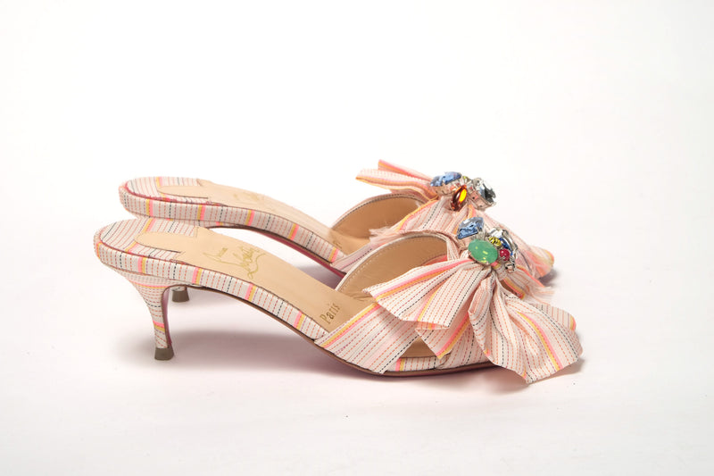 Multicolor Kitten Heel Studded Flat Shoes